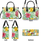 Tropical Flowers On White Luxury PU Leather Handbag Luxury PU Leather Handbag Plants Printed Offshore