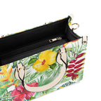 Tropical Flowers On White Luxury PU Leather Handbag Luxury PU Leather Handbag Plants Printed Offshore