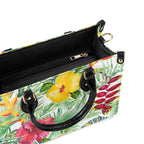Tropical Flowers On White Luxury PU Leather Handbag Luxury PU Leather Handbag Plants Printed Offshore