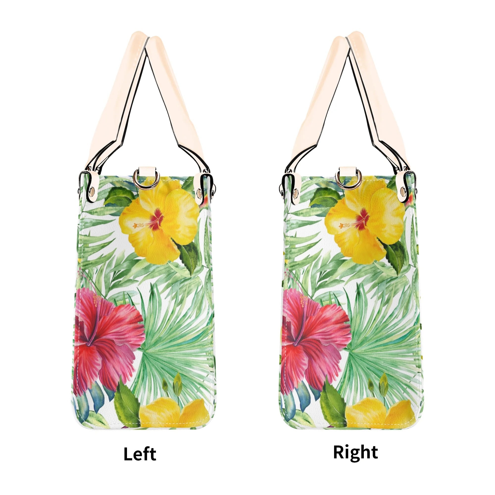 Tropical Flowers On White Luxury PU Leather Handbag Luxury PU Leather Handbag Plants Printed Offshore