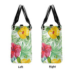 Tropical Flowers On White Luxury PU Leather Handbag Luxury PU Leather Handbag Plants Printed Offshore