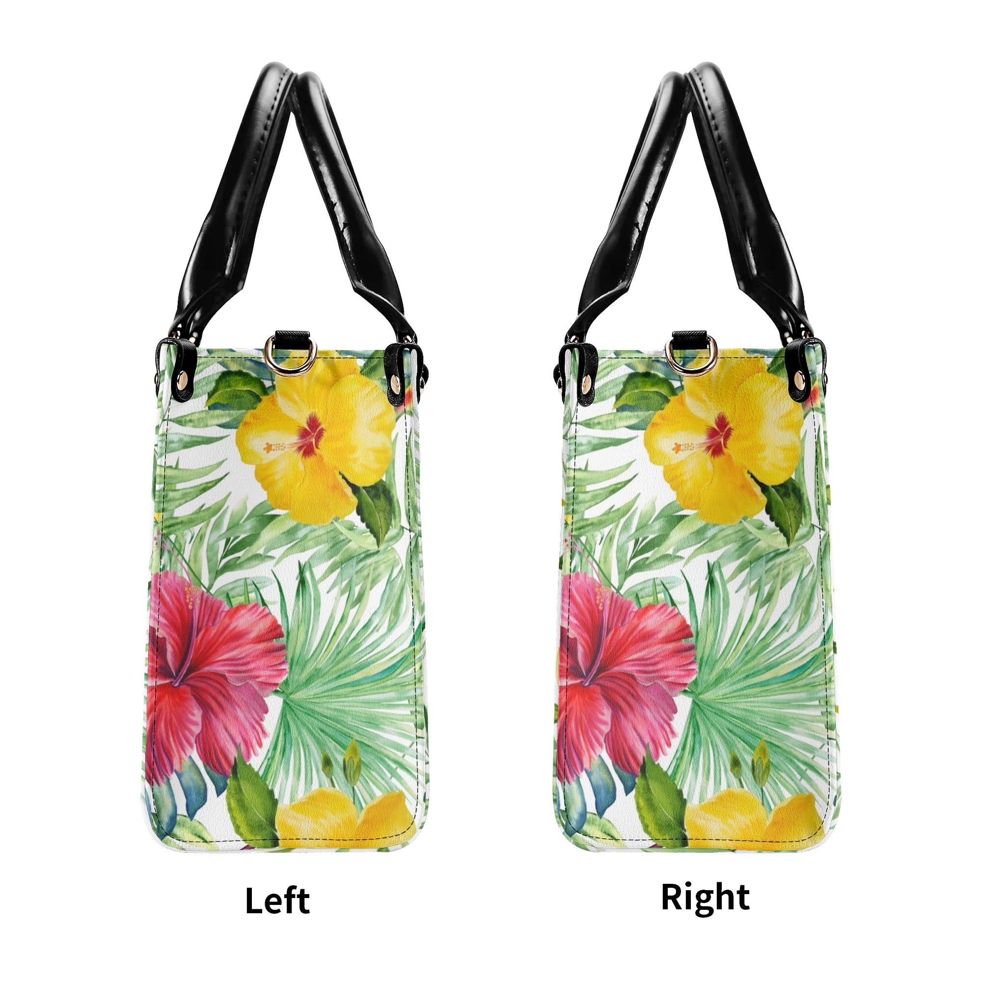 Tropical Flowers On White Luxury PU Leather Handbag Luxury PU Leather Handbag Plants Printed Offshore
