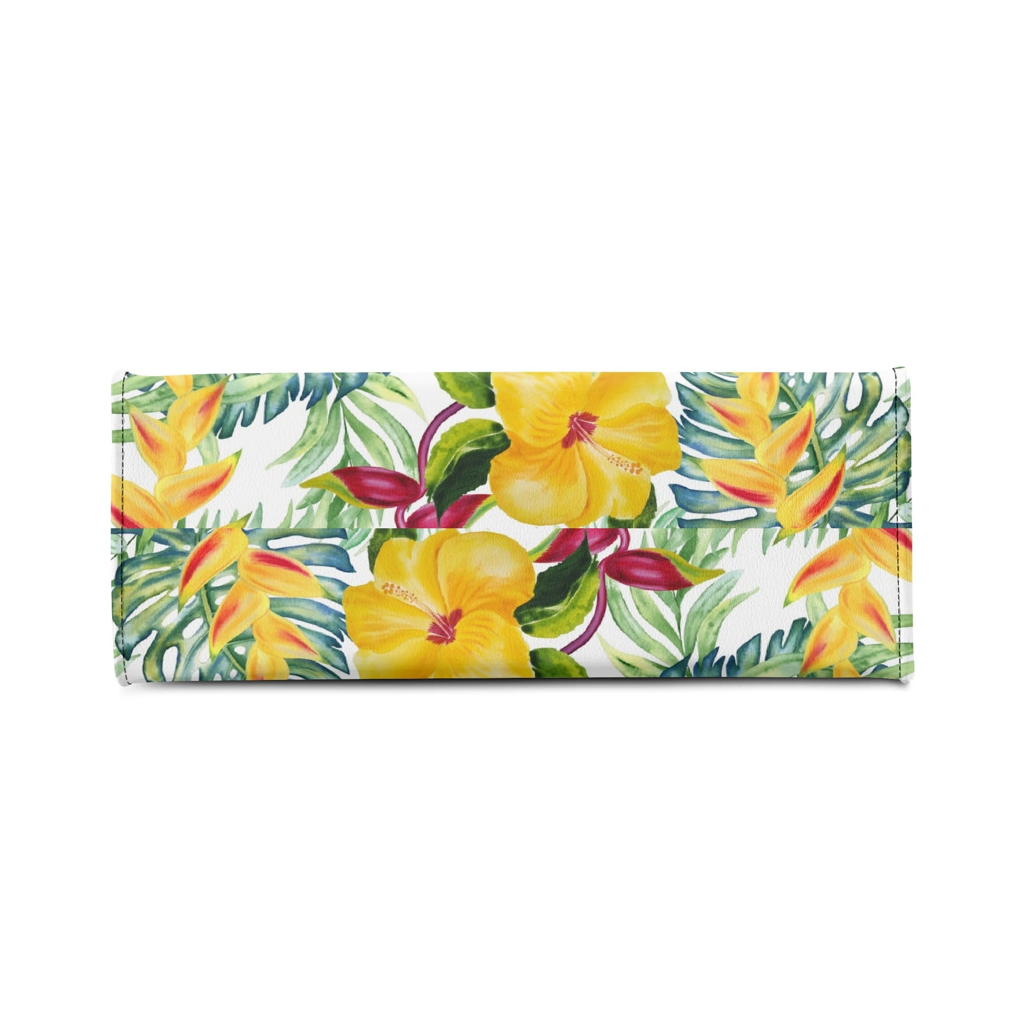 Tropical Flowers On White Luxury PU Leather Handbag Luxury PU Leather Handbag Plants Printed Offshore