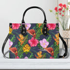 Tropical Floral Luxury PU Leather Handbag L Luxury PU Leather Handbag Plants Printed Offshore