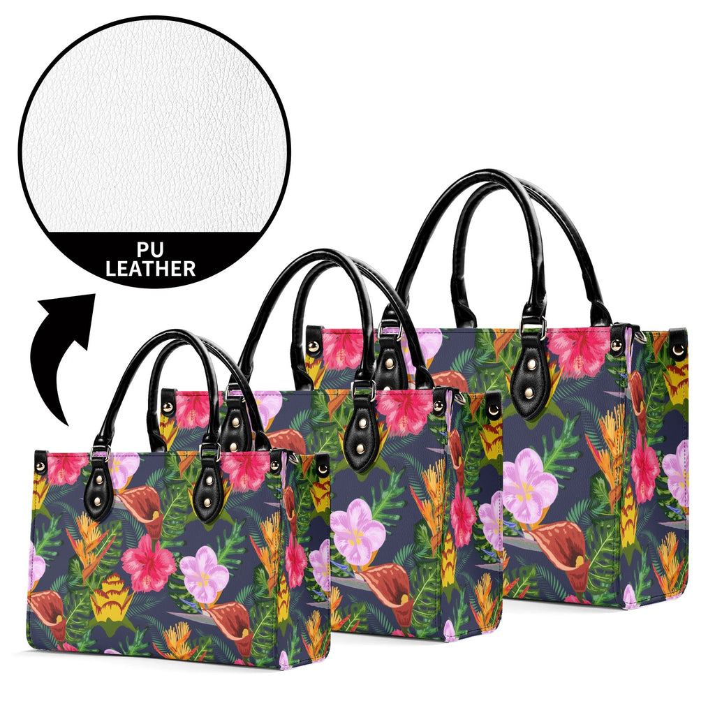 Tropical Floral Luxury PU Leather Handbag Luxury PU Leather Handbag Plants Printed Offshore