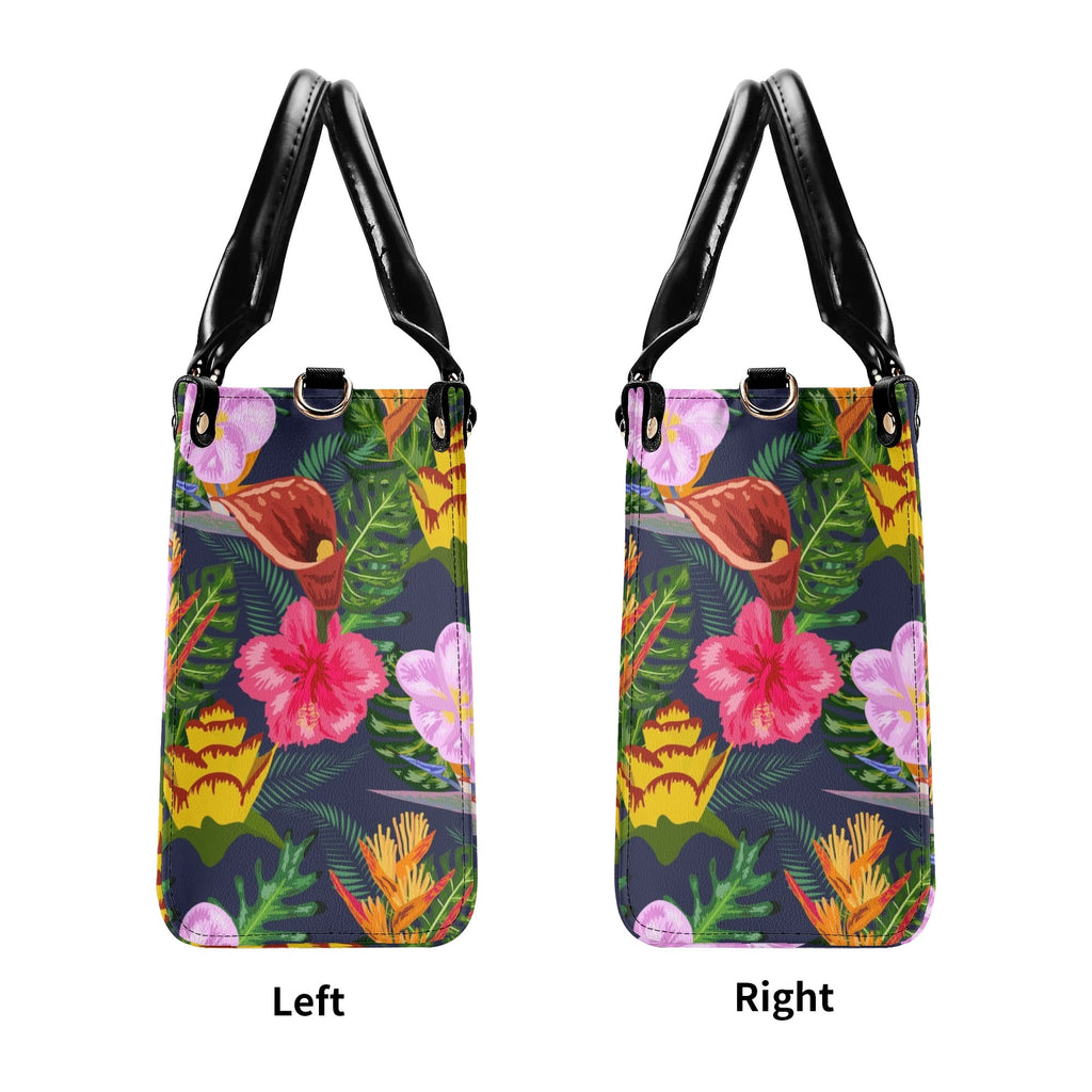 Tropical Floral Luxury PU Leather Handbag Luxury PU Leather Handbag Plants Printed Offshore