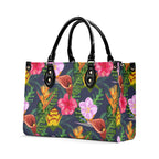 Tropical Floral Luxury PU Leather Handbag Luxury PU Leather Handbag Plants Printed Offshore