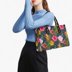 Tropical Floral Luxury PU Leather Handbag Luxury PU Leather Handbag Plants Printed Offshore