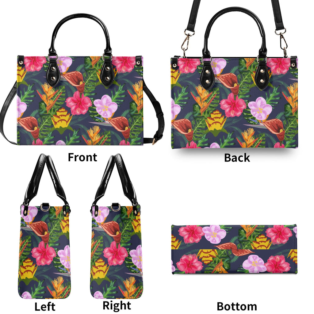 Tropical Floral Luxury PU Leather Handbag Luxury PU Leather Handbag Plants Printed Offshore