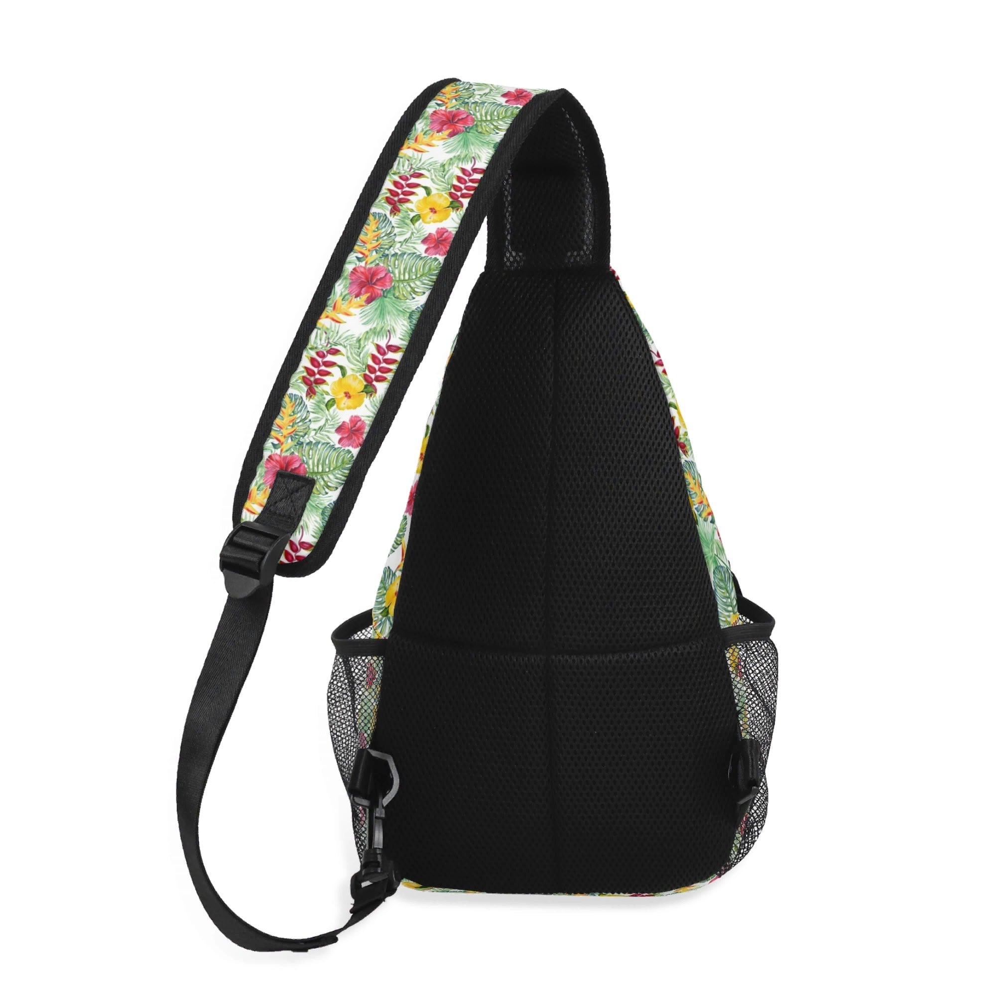 Tropical Flowers On White - Chest Crossbody Bag with Adjustable Strap Chest Crossbody Bag Plants Printed Offshore