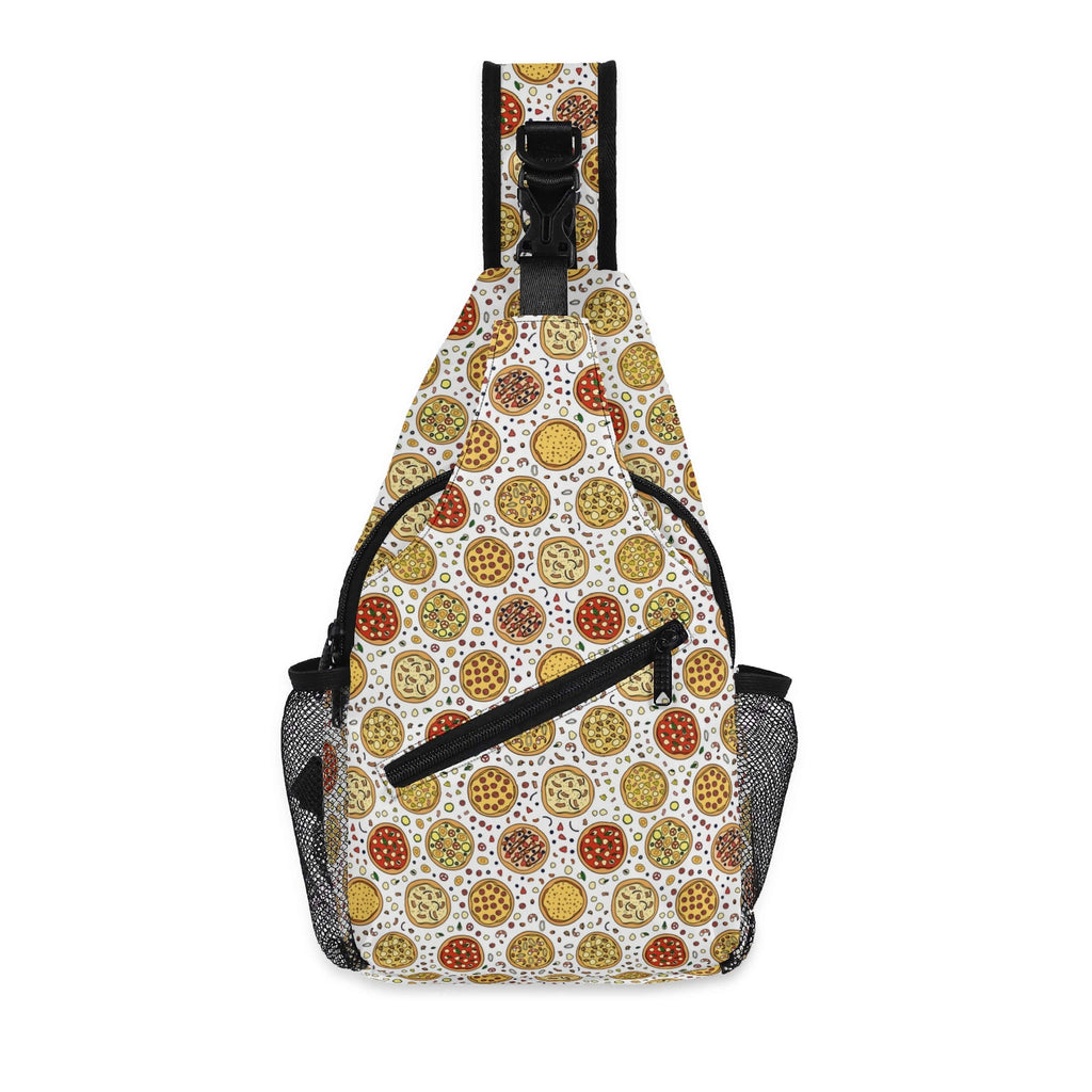 Round Pizzas On White - Chest Crossbody Bag with Adjustable Strap Default Title Chest Crossbody Bag Food Printed Offshore