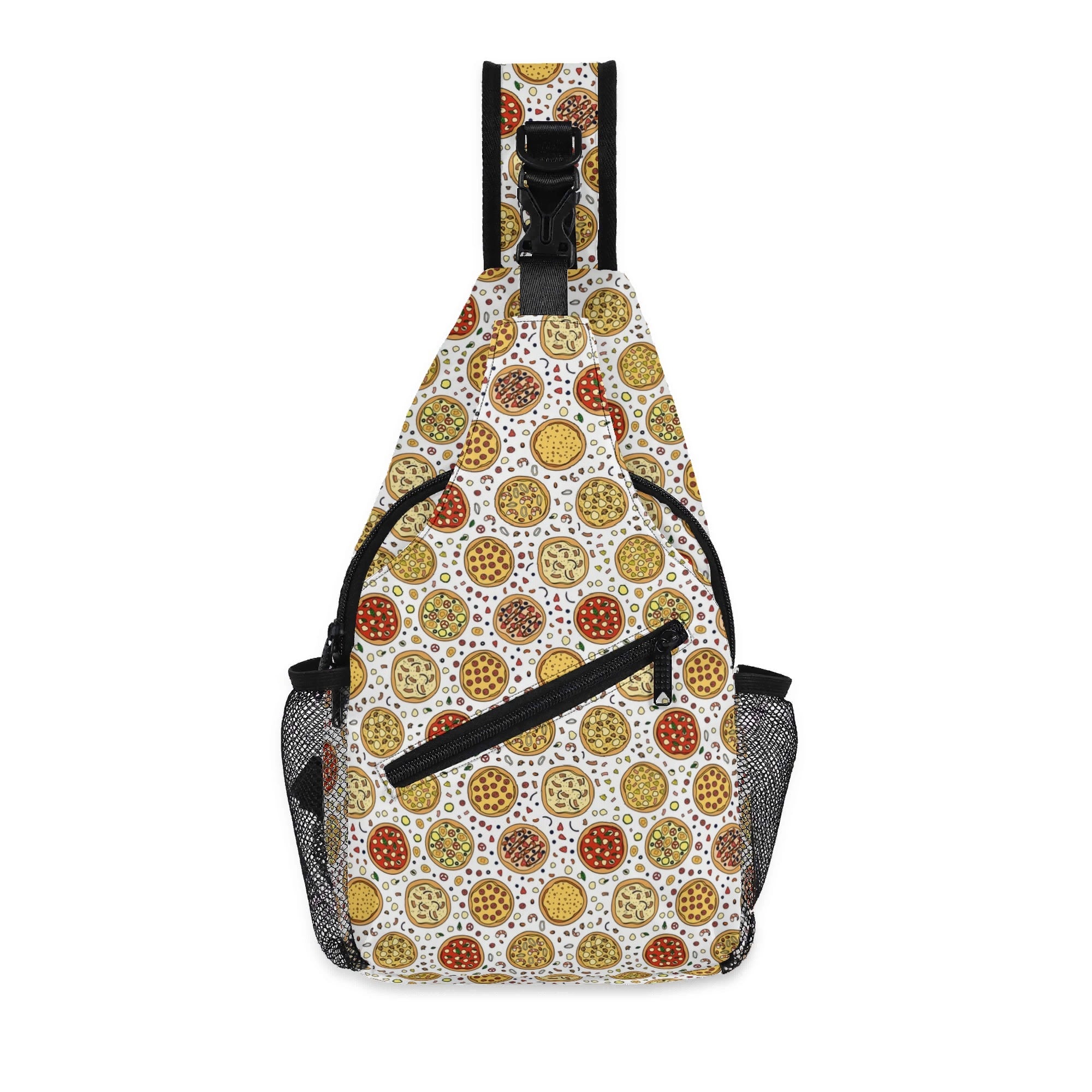 Round Pizzas On White - Chest Crossbody Bag with Adjustable Strap Default Title Chest Crossbody Bag Food Printed Offshore