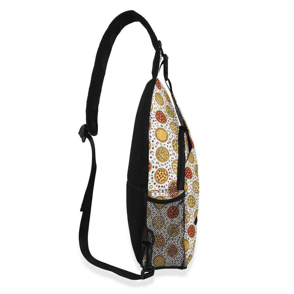 Round Pizzas On White - Chest Crossbody Bag with Adjustable Strap Chest Crossbody Bag Food Printed Offshore