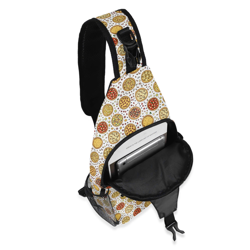 Round Pizzas On White - Chest Crossbody Bag with Adjustable Strap Chest Crossbody Bag Food Printed Offshore