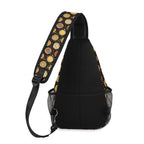 Round Pizzas On Black Chest Crossbody Bag with Adjustable Strap Chest Crossbody Bag Food Printed Offshore