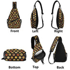 Round Pizzas On Black Chest Crossbody Bag with Adjustable Strap Chest Crossbody Bag Food Printed Offshore