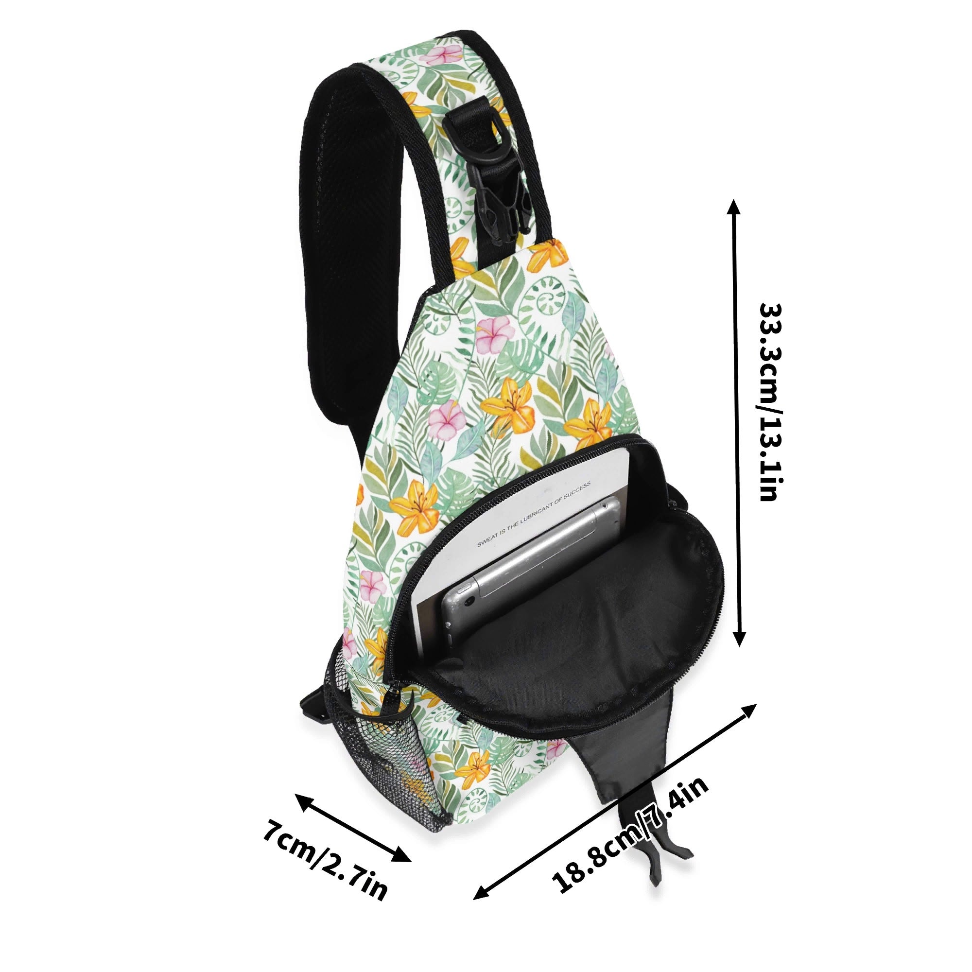 Tropical Flowers And Leaves - Chest Crossbody Bag with Adjustable Strap Chest Crossbody Bag Plants Printed Offshore
