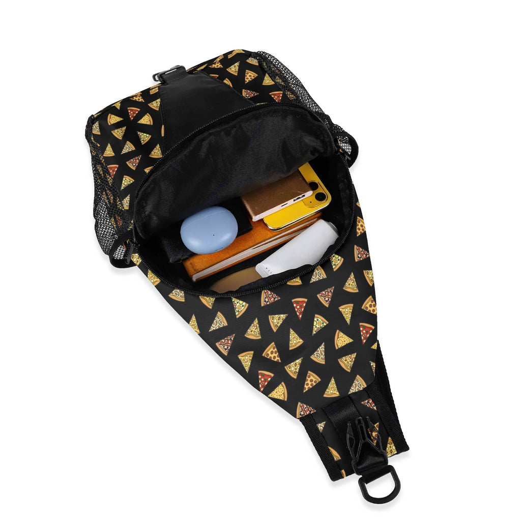 Pizza Slices Chest Crossbody Bag with Adjustable Strap Chest Crossbody Bag Food Printed Offshore