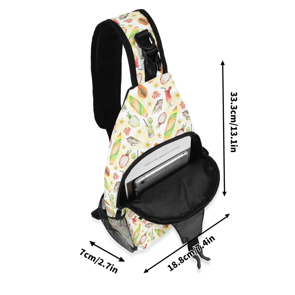 Tropical Surf Chest Crossbody Bag with Adjustable Strap Chest Crossbody Bag Printed Offshore Surf