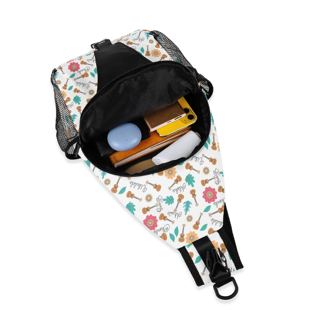 Ukulele - Chest Crossbody Bag with Adjustable Strap Chest Crossbody Bag Music Printed Offshore