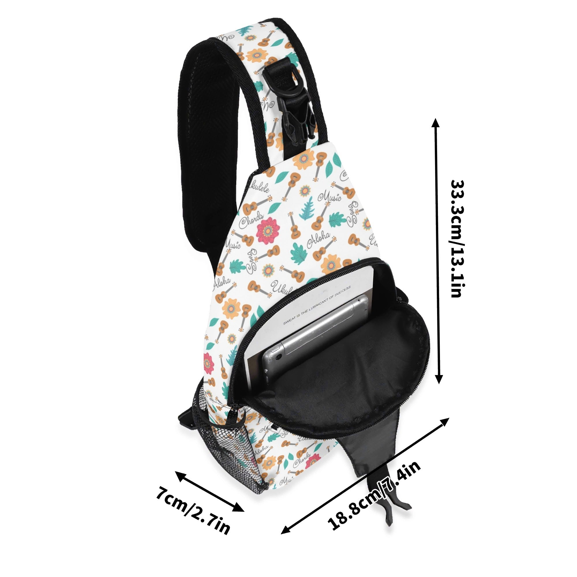 Ukulele - Chest Crossbody Bag with Adjustable Strap Chest Crossbody Bag Music Printed Offshore