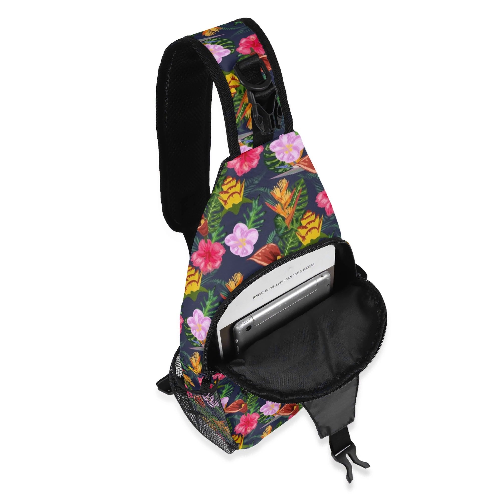 Tropical Floral Chest Crossbody Bag with Adjustable Strap Chest Crossbody Bag Plants Printed Offshore