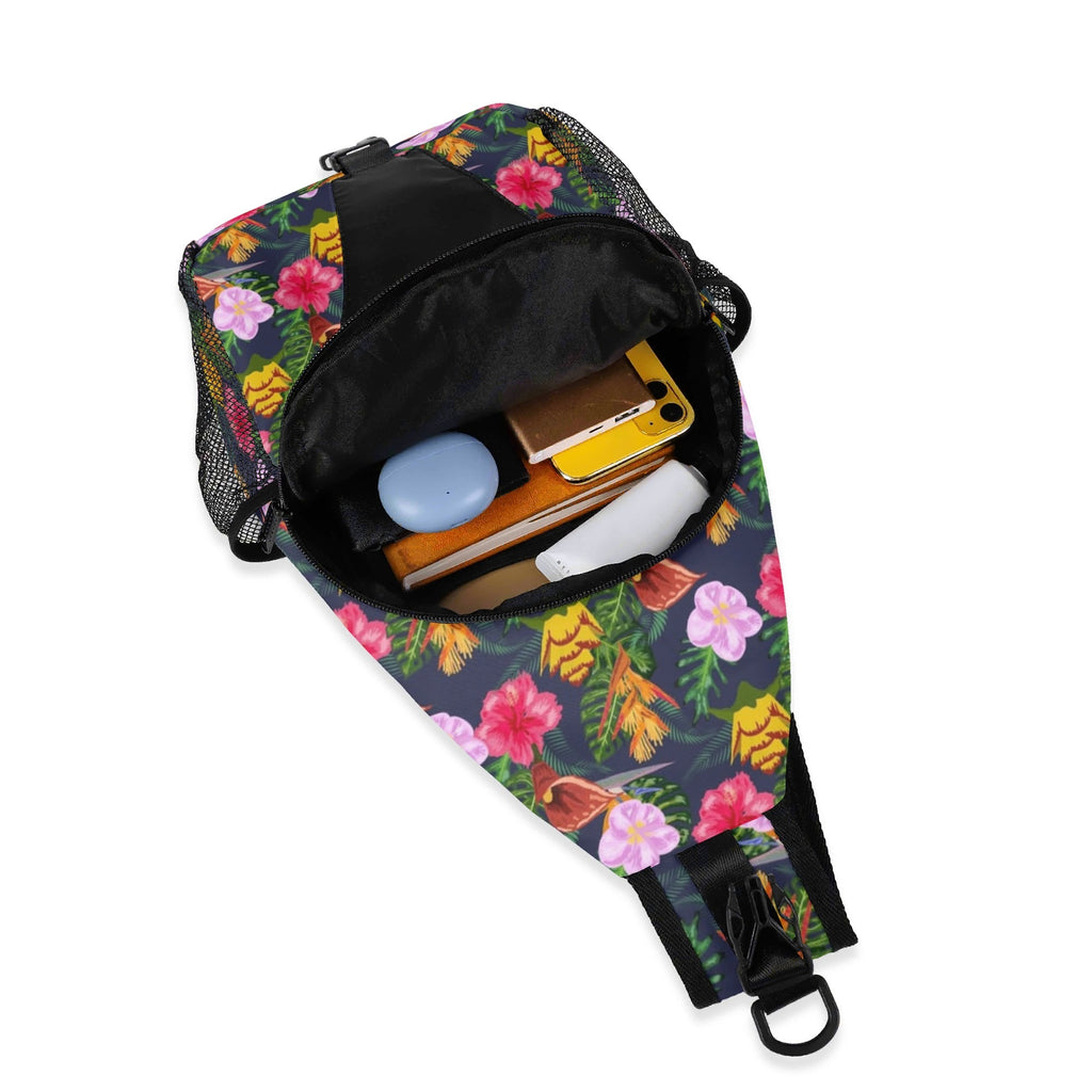 Tropical Floral Chest Crossbody Bag with Adjustable Strap Chest Crossbody Bag Plants Printed Offshore
