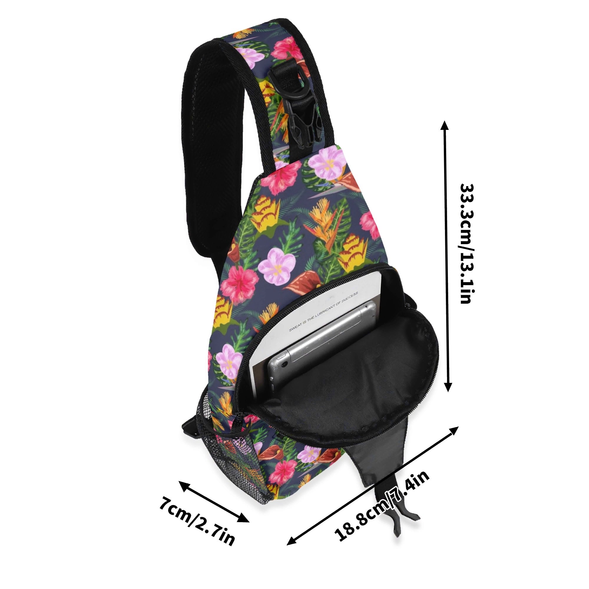 Tropical Floral - Chest Crossbody Bag with Adjustable Strap Chest Crossbody Bag Plants Printed Offshore
