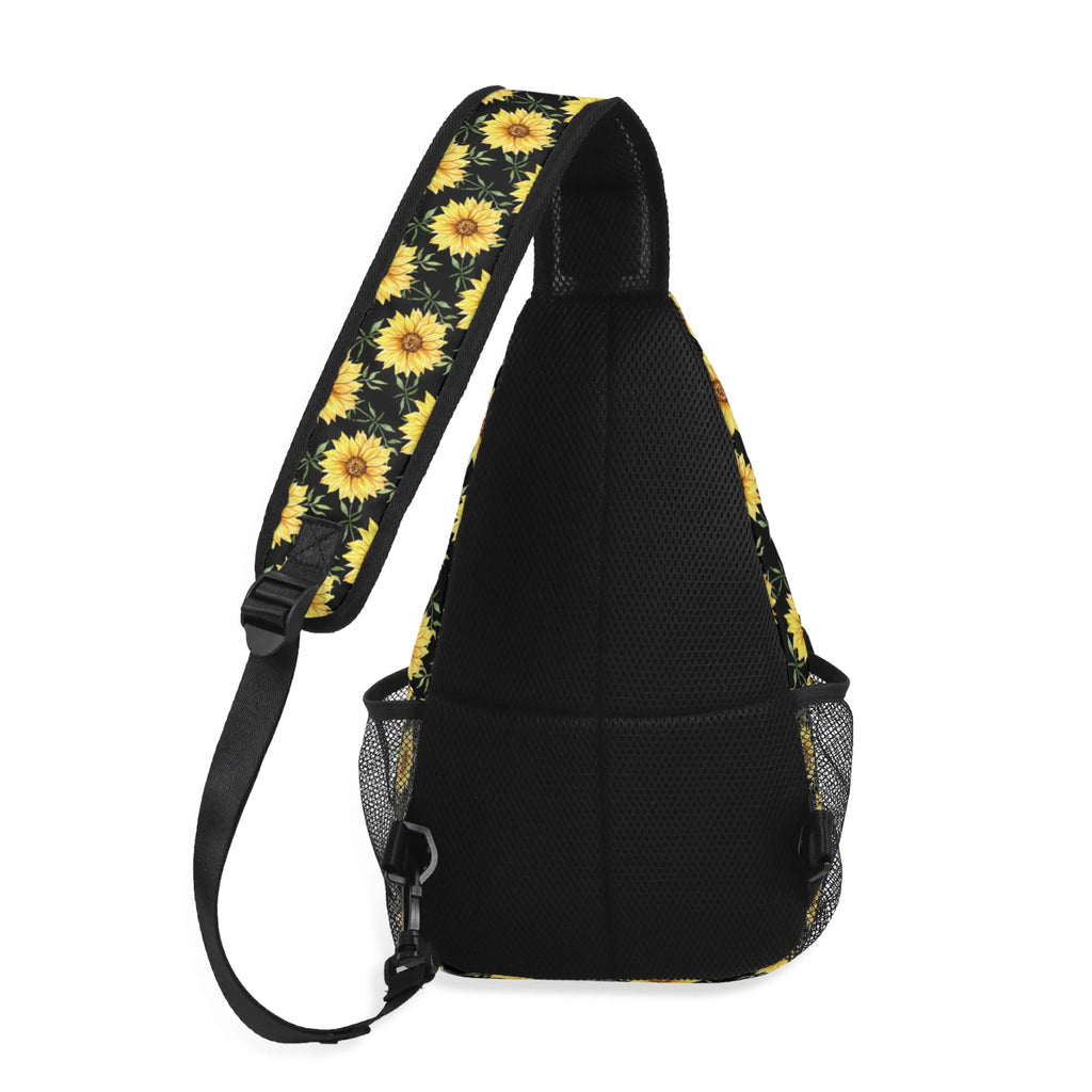 Painted Sunflower - Chest Crossbody Bag with Adjustable Strap Chest Crossbody Bag Plants Printed Offshore