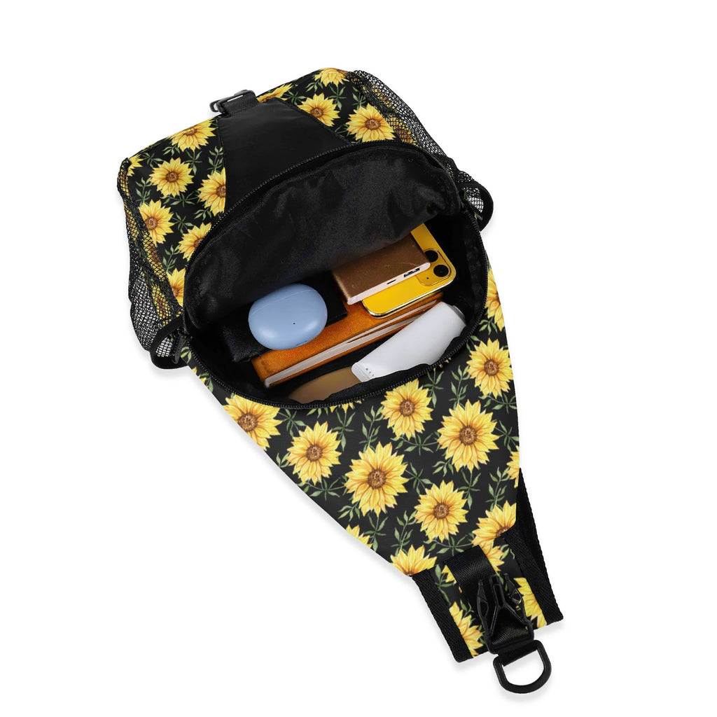Painted Sunflower - Chest Crossbody Bag with Adjustable Strap Chest Crossbody Bag Plants Printed Offshore