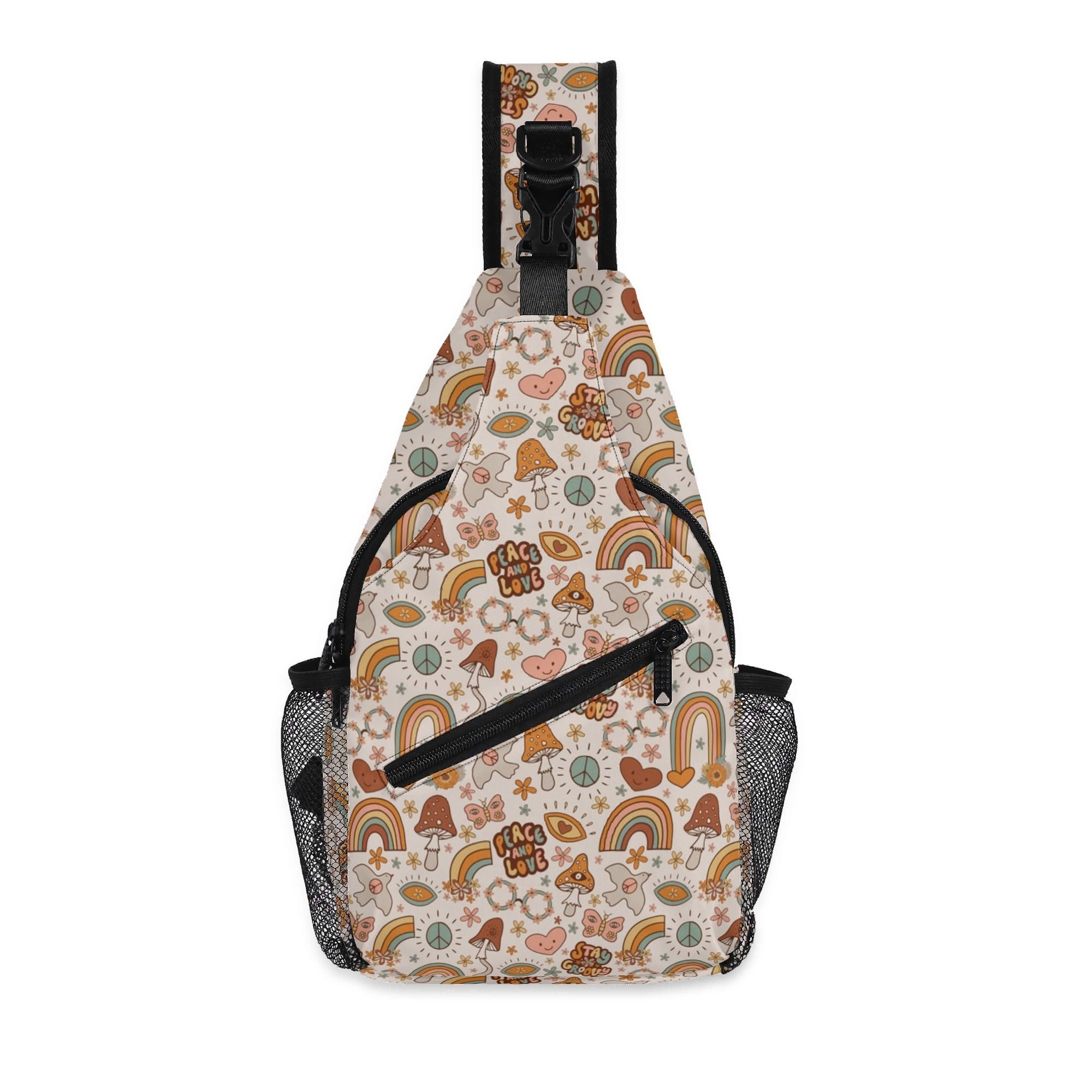 Peace And Love - Chest Crossbody Bag with Adjustable Strap Default Title Chest Crossbody Bag Printed Offshore Retro