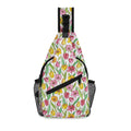 Pink And Yellow Floral Chest Crossbody Bag with Adjustable Strap Default Title Chest Crossbody Bag Plants Printed Offshore