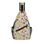 Pink And Yellow Floral Chest Crossbody Bag with Adjustable Strap Default Title Chest Crossbody Bag Plants Printed Offshore