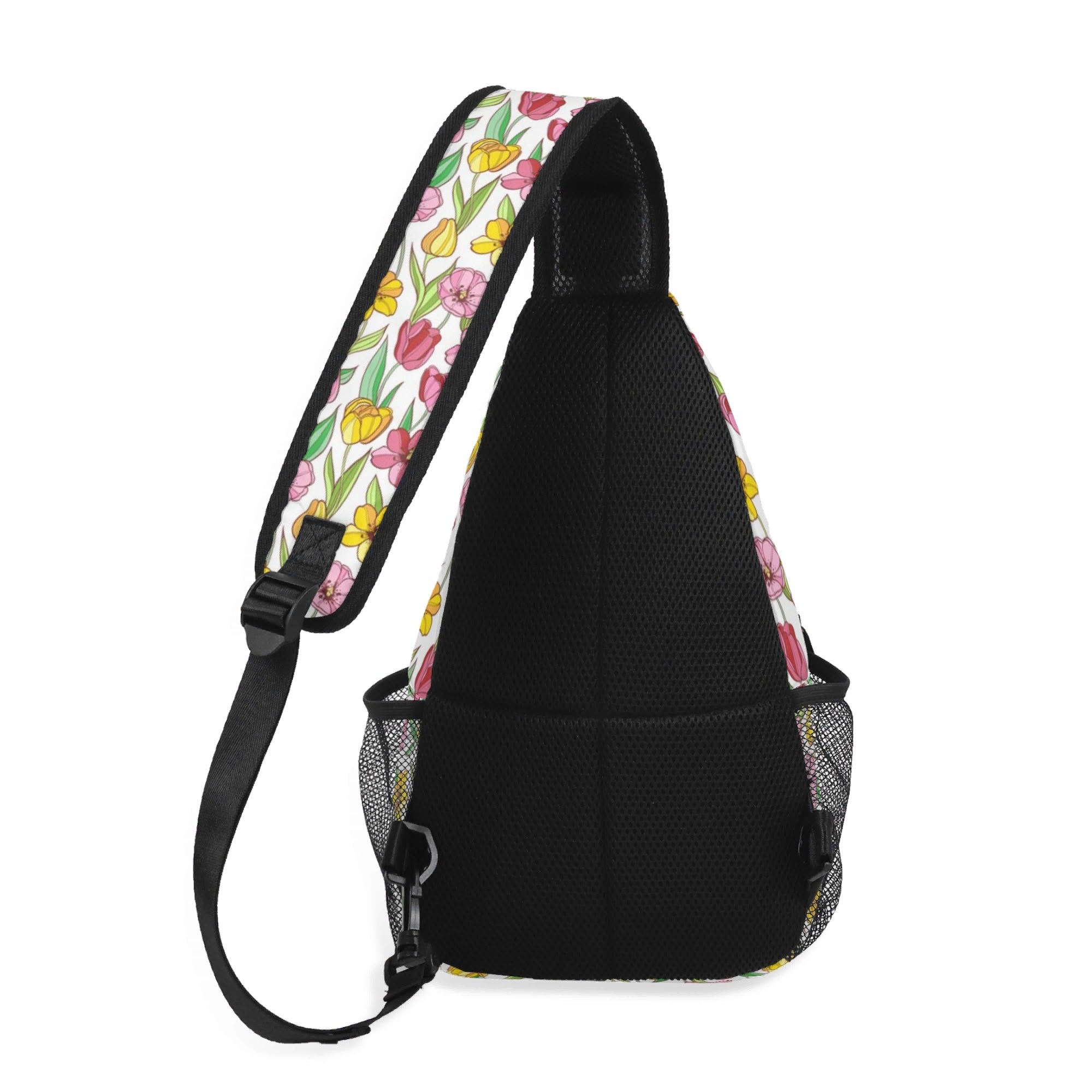 Pink And Yellow Floral - Chest Crossbody Bag with Adjustable Strap Chest Crossbody Bag Plants Printed Offshore