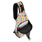 Pink And Yellow Floral Chest Crossbody Bag with Adjustable Strap Chest Crossbody Bag Plants Printed Offshore