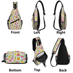 Pink And Yellow Floral Chest Crossbody Bag with Adjustable Strap Chest Crossbody Bag Plants Printed Offshore