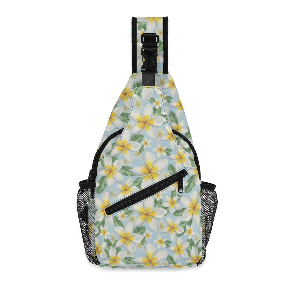 Delicate Frangipani Chest Crossbody Bag with Adjustable Strap Default Title Chest Crossbody Bag Plants Printed Offshore
