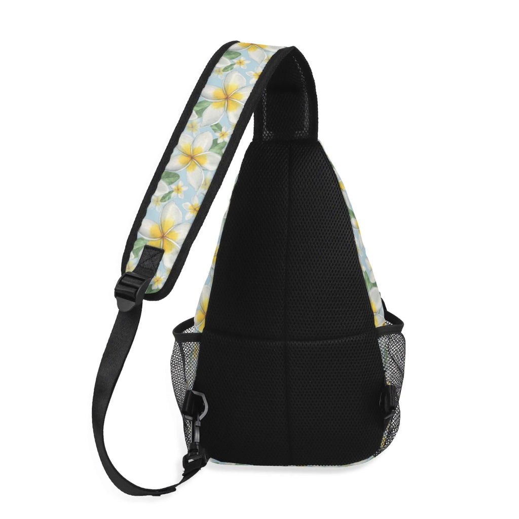 Delicate Frangipani Chest Crossbody Bag with Adjustable Strap Chest Crossbody Bag Plants Printed Offshore