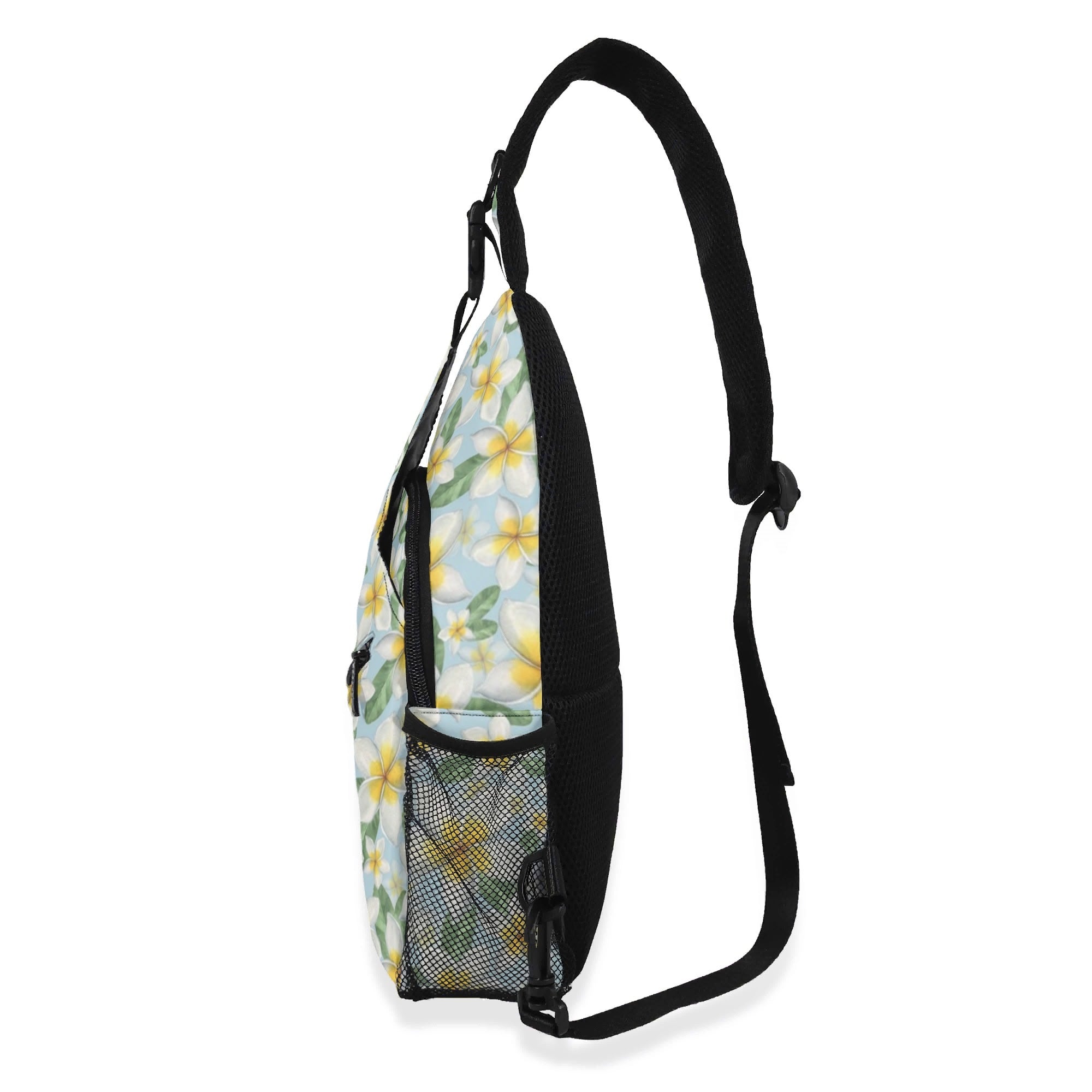 Delicate Frangipani Chest Crossbody Bag with Adjustable Strap Chest Crossbody Bag Plants Printed Offshore