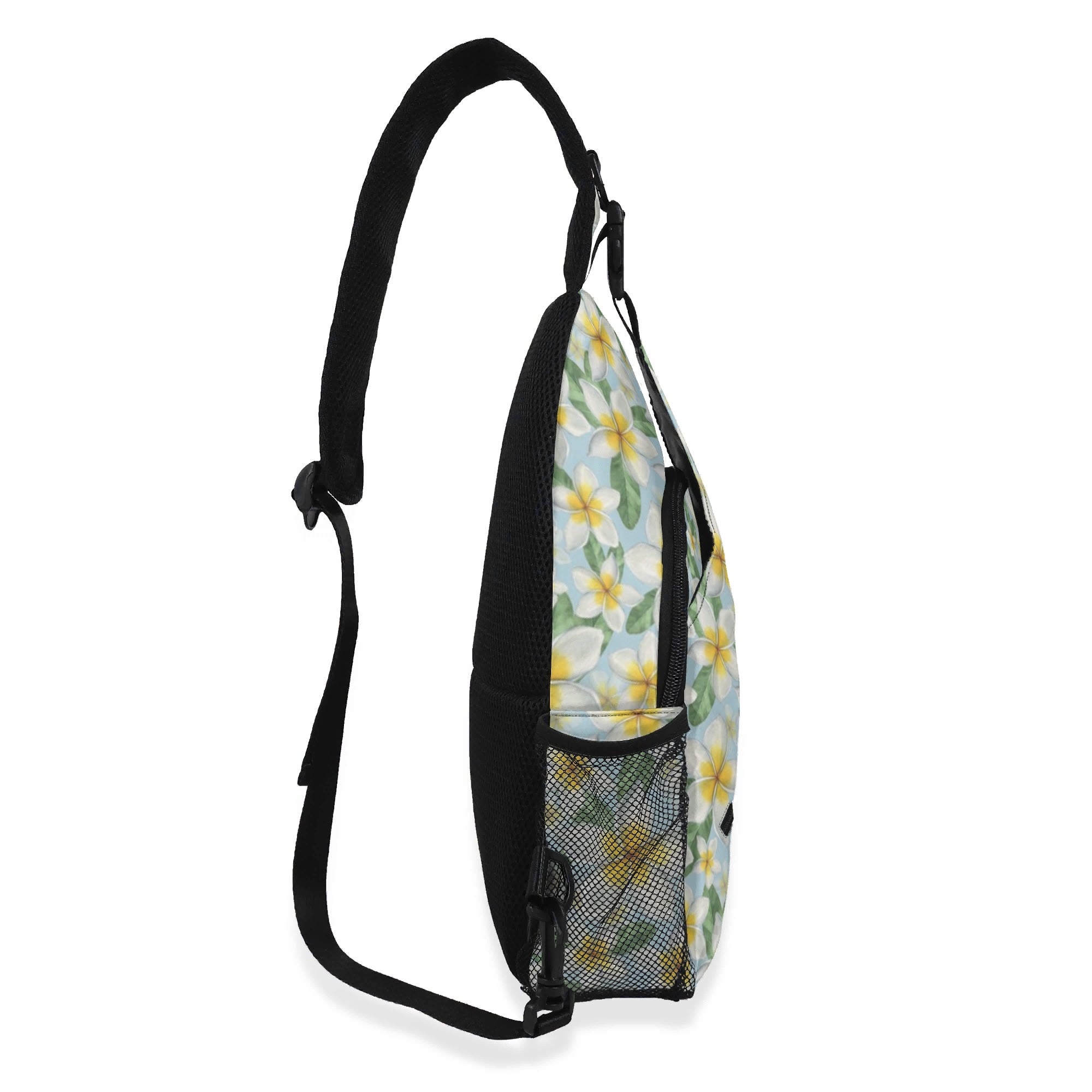 Delicate Frangipani Chest Crossbody Bag with Adjustable Strap Chest Crossbody Bag Plants Printed Offshore