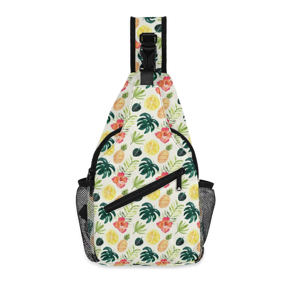 Pineapple Tropical Chest Crossbody Bag with Adjustable Strap Default Title Chest Crossbody Bag Food Printed Offshore