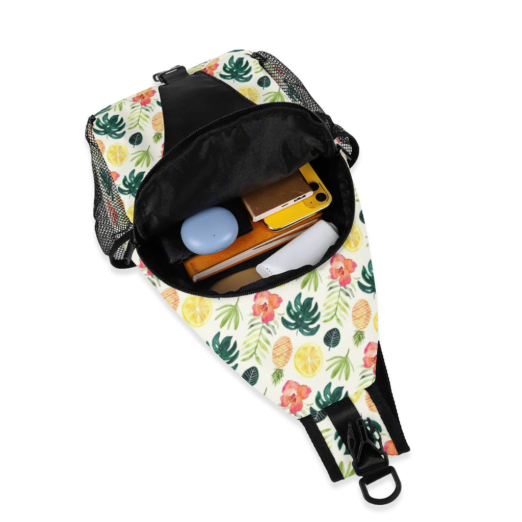 Pineapple Tropical Chest Crossbody Bag with Adjustable Strap Chest Crossbody Bag Food Printed Offshore