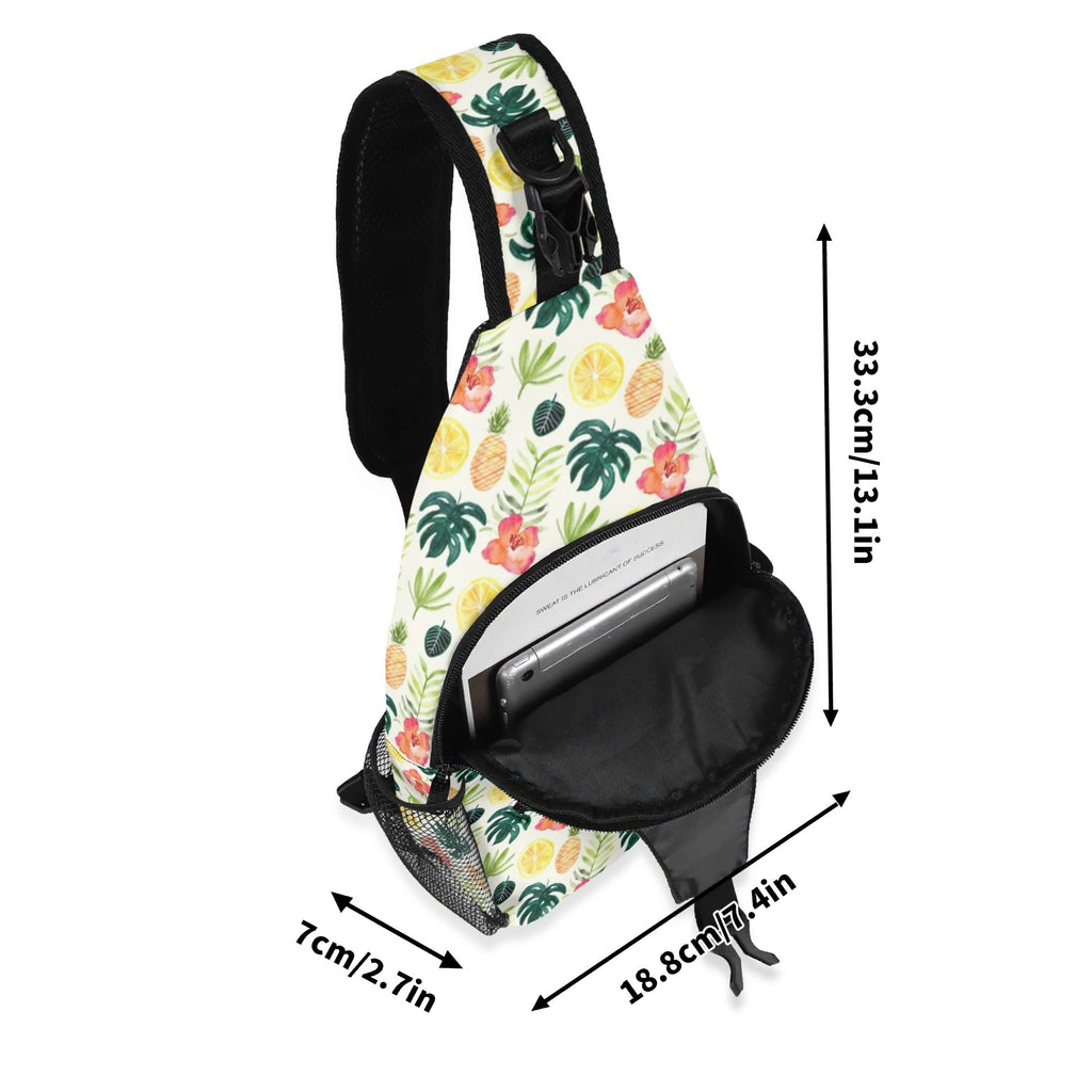 Pineapple Tropical Chest Crossbody Bag with Adjustable Strap Chest Crossbody Bag Food Printed Offshore