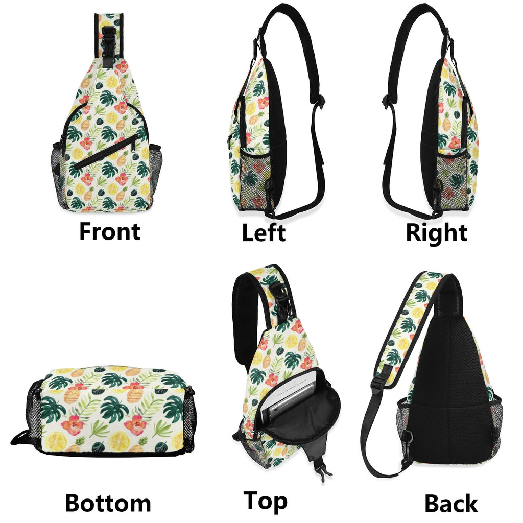 Pineapple Tropical Chest Crossbody Bag with Adjustable Strap Chest Crossbody Bag Food Printed Offshore