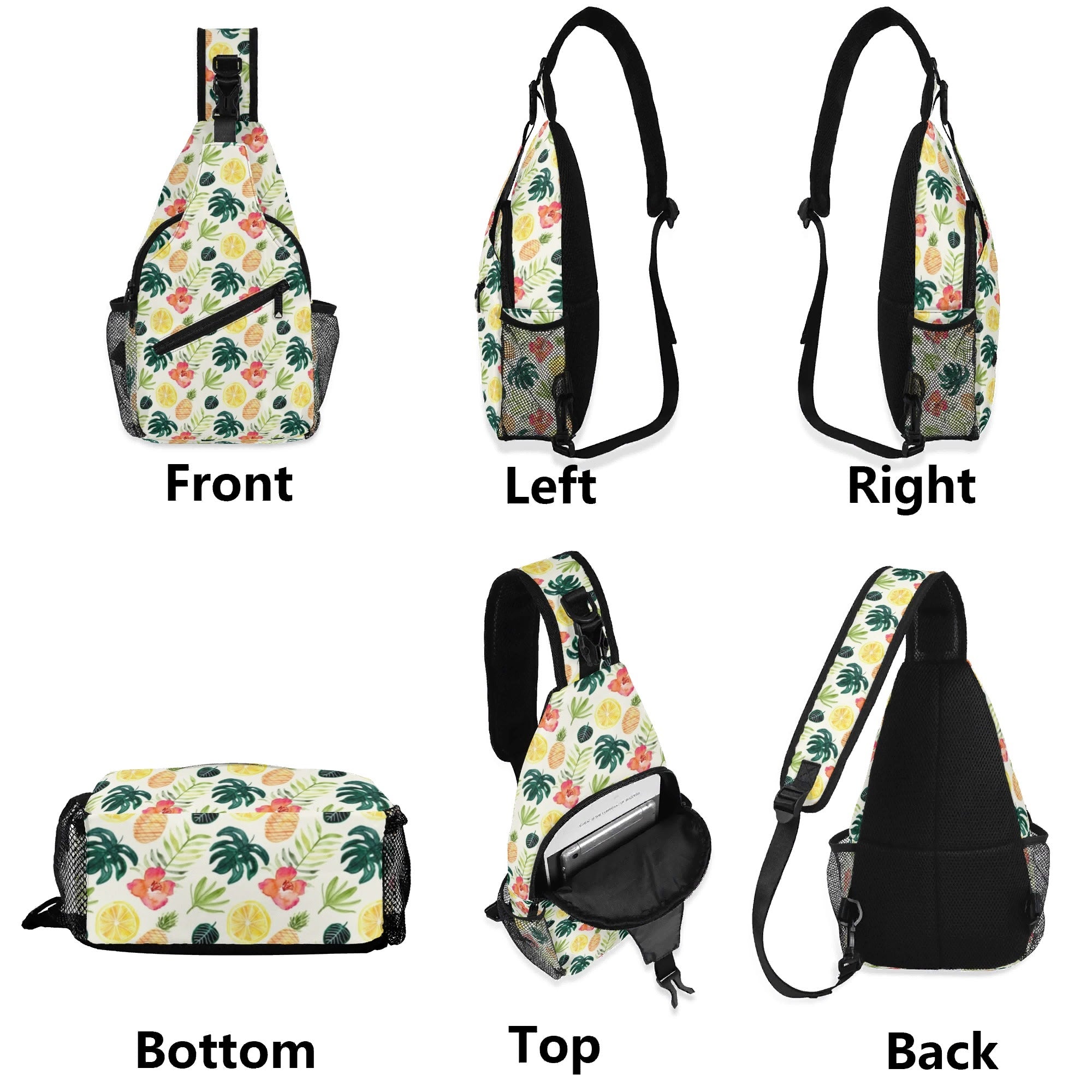 Pineapple Tropical - Chest Crossbody Bag with Adjustable Strap Chest Crossbody Bag Food Printed Offshore