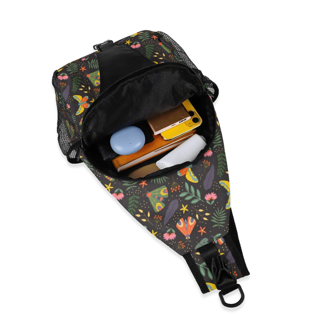 Dark Butterfly Chest Crossbody Bag with Adjustable Strap Chest Crossbody Bag animal Printed Offshore
