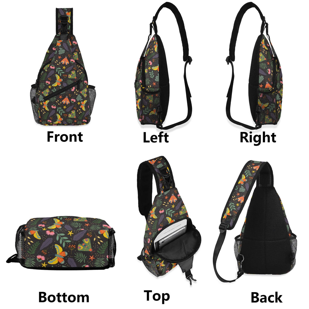 Dark Butterfly Chest Crossbody Bag with Adjustable Strap Chest Crossbody Bag animal Printed Offshore