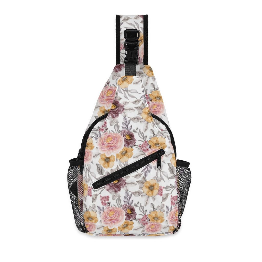 Painted Flowers Chest Crossbody Bag with Adjustable Strap Default Title Chest Crossbody Bag Plants Printed Offshore