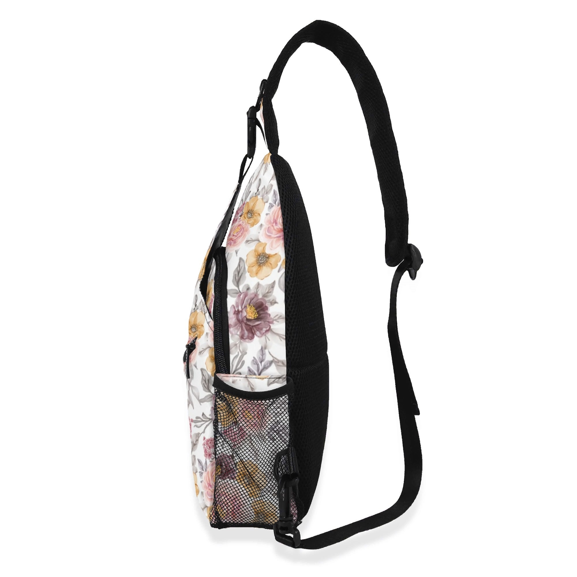 Painted Flowers Chest Crossbody Bag with Adjustable Strap Chest Crossbody Bag Plants Printed Offshore