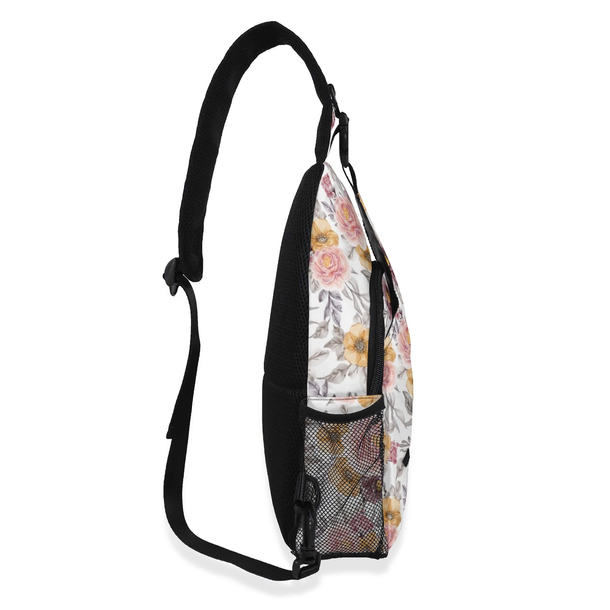 Painted Flowers Chest Crossbody Bag with Adjustable Strap Chest Crossbody Bag Plants Printed Offshore